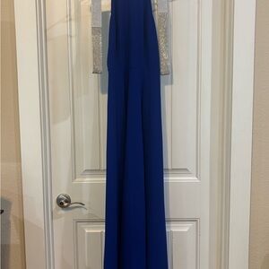 Elegant Blue Halter Maxi Dress